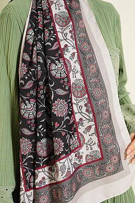 Çiçek Motifli Soft Şal Taş - Başörtüsü