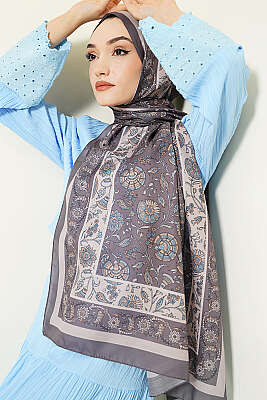 Çiçek Motifli Soft Şal Vizon 