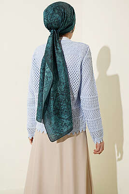 Çiçek Nakış Ajurlu Kısa Triko Hırka Bebe Mavi - Hırka