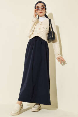 Çiçek Nakış Ajurlu Kısa Triko Hırka Taş - Hırka