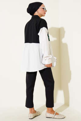 Çiçek Nakışlı Büzgülü Gömlek Beyaz - Yılın Fırsatı