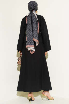 Çiçek Nakışlı Etekli İkili Takım Siyah - İkili Takım