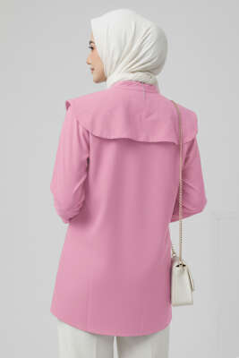 Çiçek Nakışlı Hakim Yaka Gömlek Pembe - Gömlek