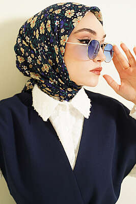 Çiçek Süslemeli Eşarp Parlement - SİNEM EŞARP