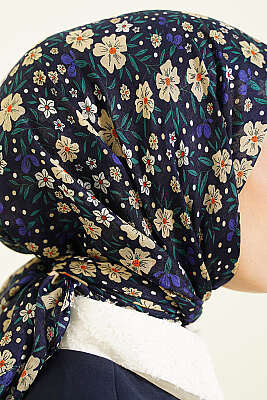 Çiçek Süslemeli Eşarp Parlement - Başörtüsü