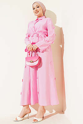 Çiçek Süslemeli Etekli İkili Takım Pembe - 700-1000 TL Ürünler