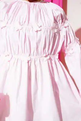 Çiçekli Büzgülü Tunik Pembe - Tunik