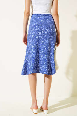 Çiçekli Fırfırlı Etek Saks - Yılın Fırsatı