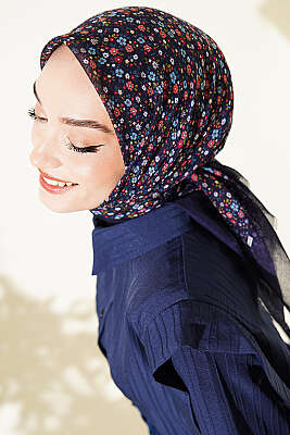 Çiçekli Flamu Cotton Eşarp Parlement 