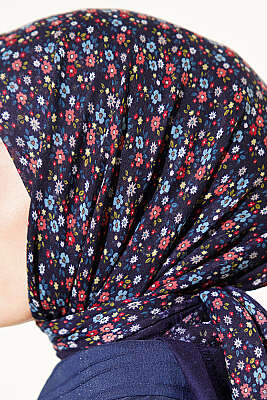 Çiçekli Flamu Cotton Eşarp Parlement - Başörtüsü