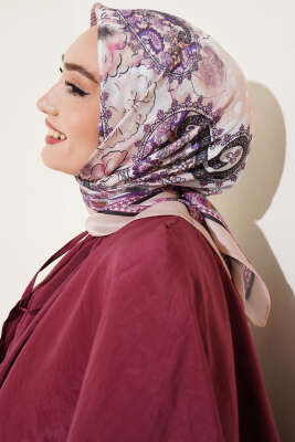 Çiçekli Paisley Desen Eşarp Bej 