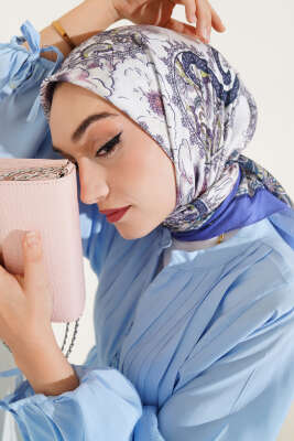 Çiçekli Paisley Desen Eşarp Lila 