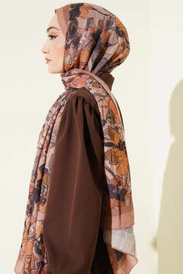 Çiçekli Soft Bambu Kraş Şal Camel - Günün Seçilenleri