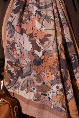 Çiçekli Soft Bambu Kraş Şal Camel - Günün Seçilenleri