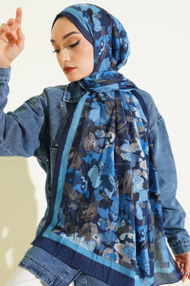 Çiçekli Soft Bambu Kraş Şal Saks - Günün Seçilenleri