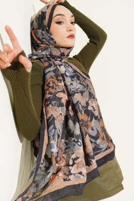 Çiçekli Soft Bambu Kraş Şal Siyah - Günün Seçilenleri
