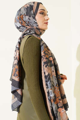 Çiçekli Soft Bambu Kraş Şal Siyah - Günün Seçilenleri