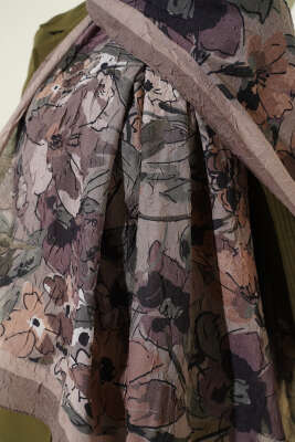 Çiçekli Soft Bambu Kraş Şal Vizon - Günün Seçilenleri