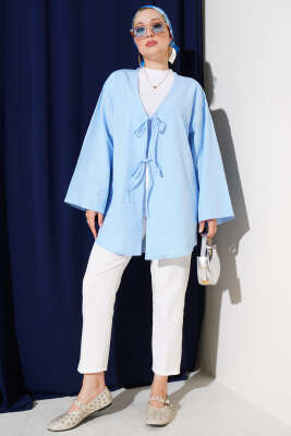 Çift Bağcıklı Poplin Kimono Bebe Mavi - Dış Giyim&Mont