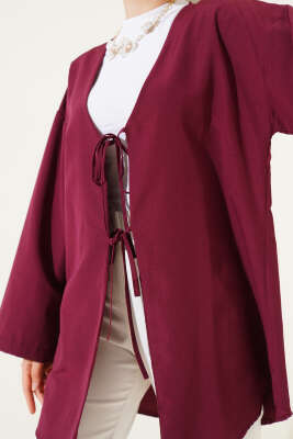 Çift Bağcıklı Poplin Kimono Bordo - Dış Giyim&Mont