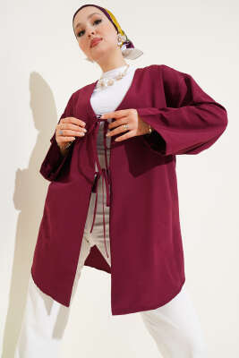 Çift Bağcıklı Poplin Kimono Bordo 