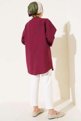 Çift Bağcıklı Poplin Kimono Bordo - Dış Giyim&Mont
