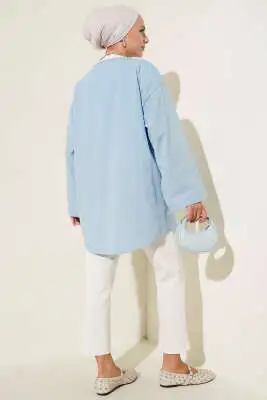 Çift Bağcıklı Poplin Kimono Mavi - Dış Giyim&Mont