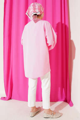 Çift Bağcıklı Poplin Kimono Pembe - Dış Giyim&Mont