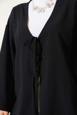 Çift Bağcıklı Poplin Kimono Siyah - Dış Giyim&Mont