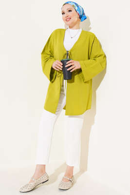 Çift Bağcıklı Poplin Kimono Yağ Yeşili - Dış Giyim&Mont