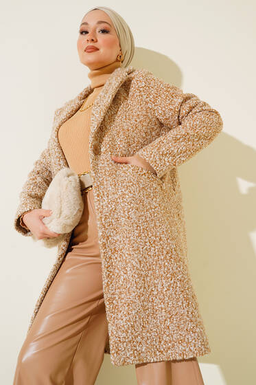 Çift Cep Buklet Kaban Latte - Kaban