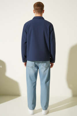 Çift Cep Detaylı Fermuarlı Erkek Mont Lacivert - Erkek Mont