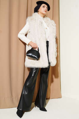 Çift Cep Detaylı Kürk Yelek Taş - Yelek