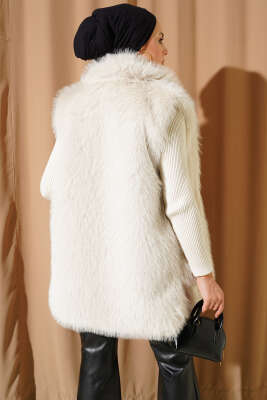 Çift Cep Detaylı Kürk Yelek Taş - Yelek