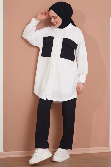 Çift Cep Düğmeli Siyah İkili Takım - ÇOK SATANLAR