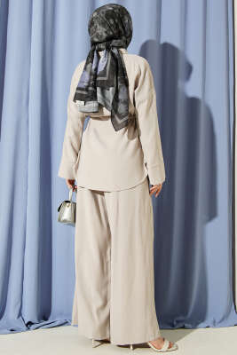 Çift Cep Kapaklı Bel Tünelli Tensel İkili Takım Taş - İkili Takım