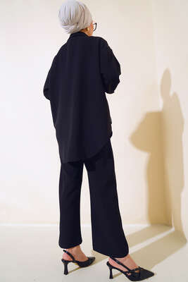 Çift Cep Kapaklı İkili Takım Siyah - İKİLİ TAKIM