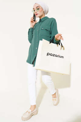 Çift Cepli Ayrobin Gömlek Çimen Yeşili - Gömlek