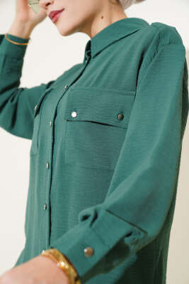 Çift Cepli Ayrobin Gömlek Çimen Yeşili - Gömlek