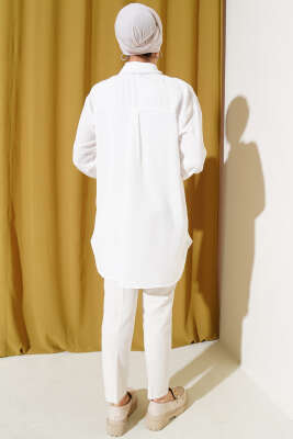 Çift Cepli Ayrobin Gömlek Ekru - Gömlek