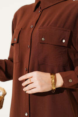 Çift Cepli Ayrobin Gömlek Kahve - Gömlek