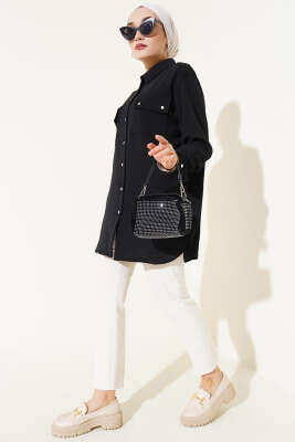 Çift Cepli Ayrobin Gömlek Siyah - Gömlek