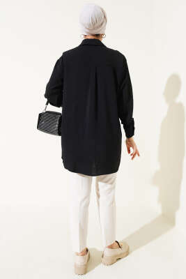 Çift Cepli Ayrobin Gömlek Siyah - Gömlek