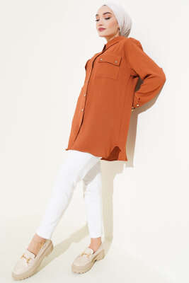 Çift Cepli Ayrobin Gömlek Taba - Gömlek