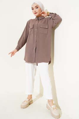 Çift Cepli Ayrobin Gömlek Vizon - Gömlek