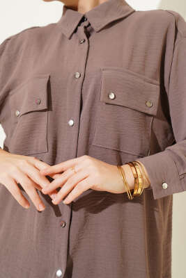 Çift Cepli Ayrobin Gömlek Vizon - Gömlek