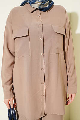 Çift Cepli Basic İkili Takım Bej - İkili Takım