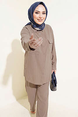Çift Cepli Basic İkili Takım Bej - NEVA MODA