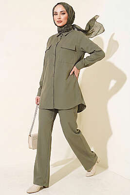 Çift Cepli Basic İkili Takım Haki - NEVA MODA