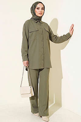 Çift Cepli Basic İkili Takım Haki - İkili Takım